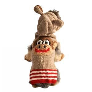 NEW CHILLY DOGS monkey dog sweater in tan